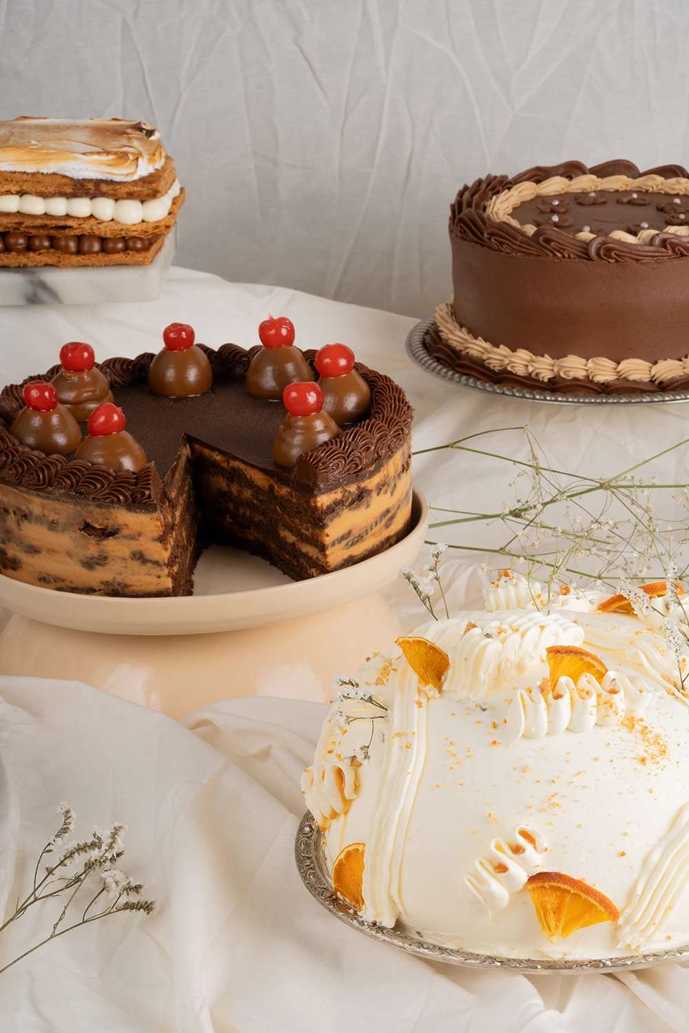 Tortas y pastelería artesanal fotografiadas en estudio